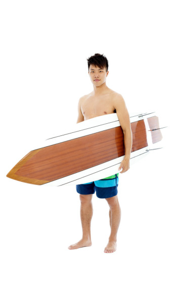 沖浪者持有的沖浪板 圖片