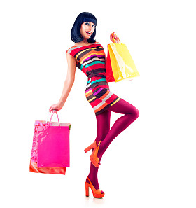 时尚的购物模式女孩全长画像