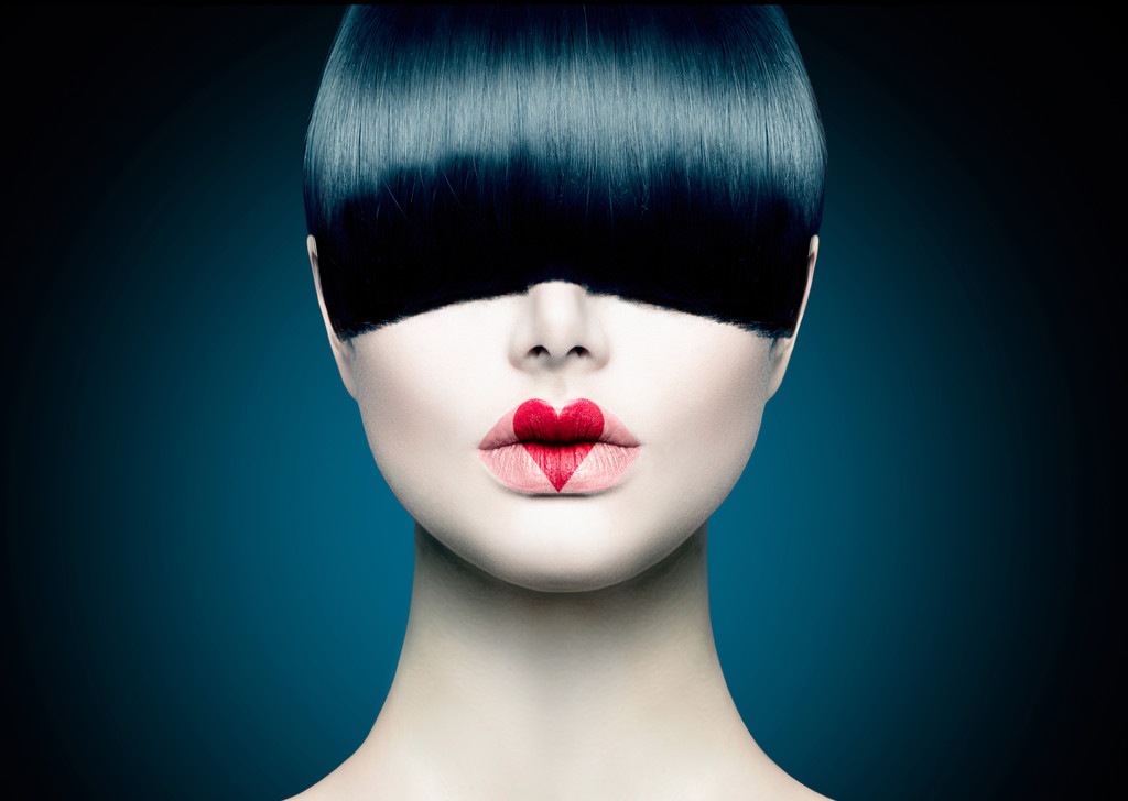 高时装模特的女孩画像,时尚的条纹 高时装模特的女孩画像,时尚的条纹