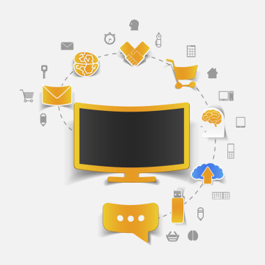 集不干胶标签设计。在线购物的概念