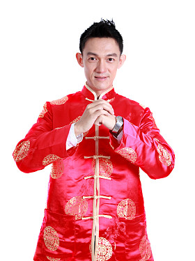 快乐中国新 year.young 亚洲人用的 congratul 的手势
