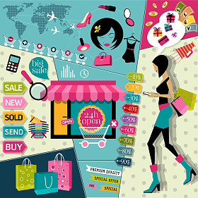 网上购物的时尚符号