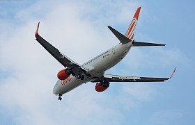 The plane flies in Sao Paulo, Brazil