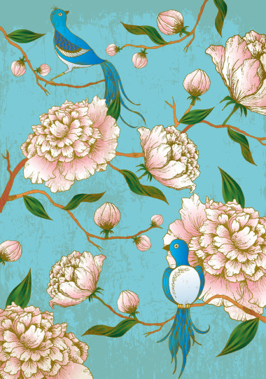 芍药花和鸟图片