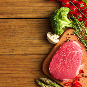 绿芦笋煎牛排图片