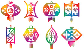 设置与网格效应的色彩中国纸灯