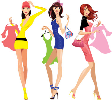 時尚的購物與連衣裙的女孩圖片