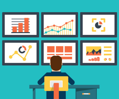 web 分析信息和發(fā)展網(wǎng)站統(tǒng)計平面向量插圖