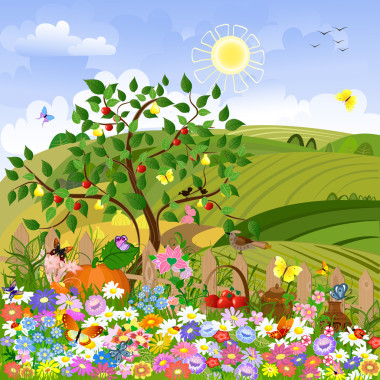 農(nóng)村風(fēng)景與籬笆