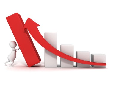 3d 立體人推高上升的箭頭