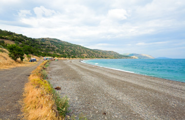 家庭和海海岸線上營