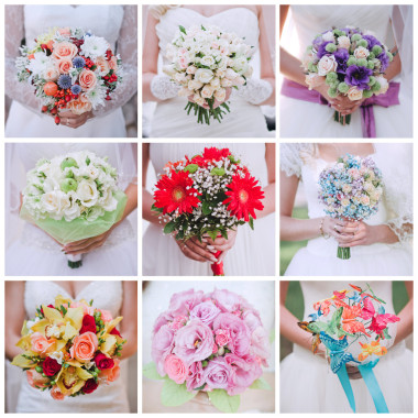 婚禮花束的九張相片的拼貼畫(huà)