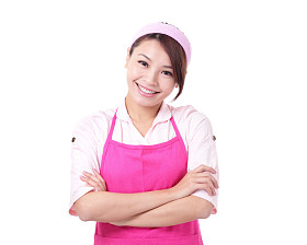 幸福的年轻女人的家庭主妇