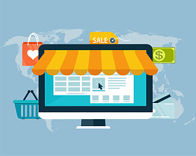 平面设计的我的在线购物用电子资金的概念