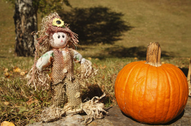 快乐的稻草人照片