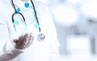 醫(yī)學(xué)醫(yī)生手工作與現(xiàn)代計(jì)算機(jī)接口的 m