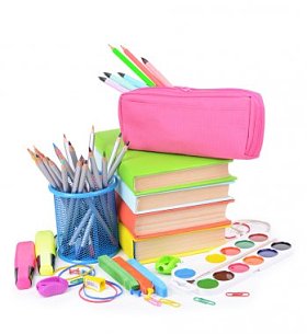 孤立的白色衬底上的明亮学校用