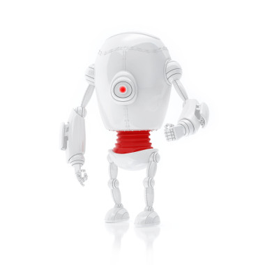 孤立的白色背景上的白色機(jī)器人站