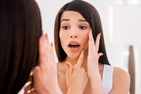 女人担心痤疮的