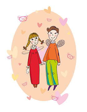 男孩、 向量、 女孩、 爱、 精灵
