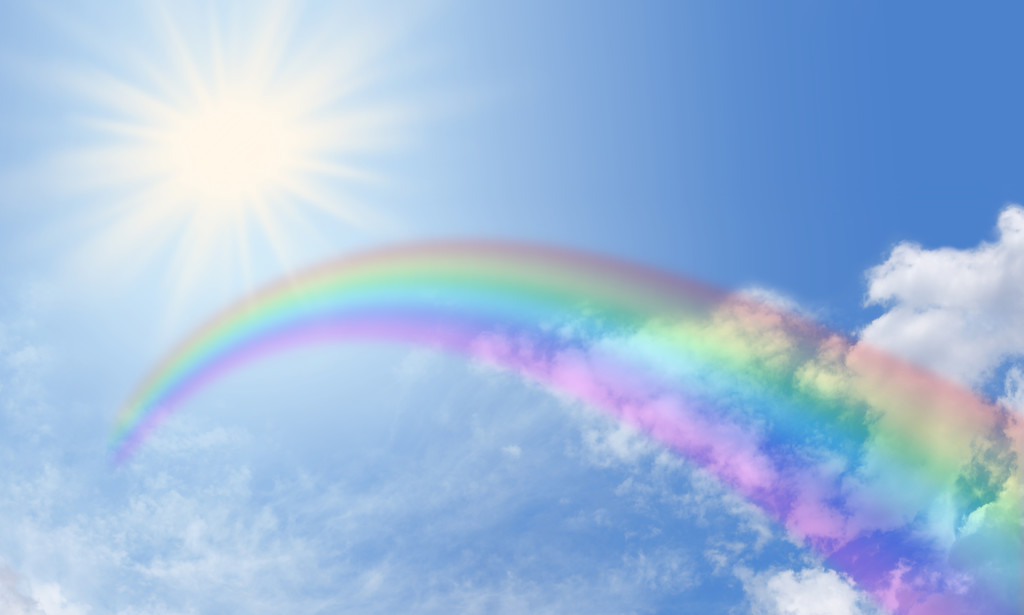 彩虹与森伯斯特深广阔的蓝天旗帜 彩虹与森伯斯特深广阔的蓝天旗帜