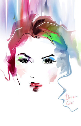 绘图的时尚女人的画像照片