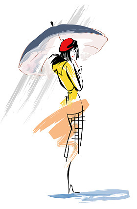 带着雨伞的女人图片