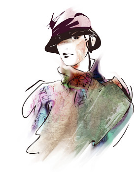 绘图的美丽的女人的画像