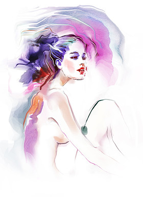 绘图的美丽的女人的画像