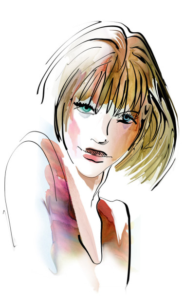 繪圖的美麗的女人的畫像