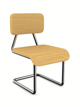 学校在白色背景上的椅子。孤立的 3d 图像