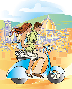 男人和女人骑脚踏车