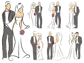 新娘和新郎的剪影