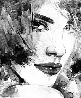 女人肖像.abstract 水彩