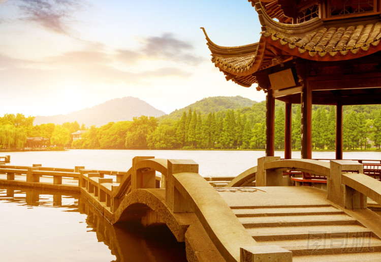 中國杭州西部湖景觀圖片