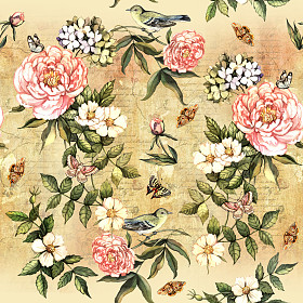 水彩花和鸟图片