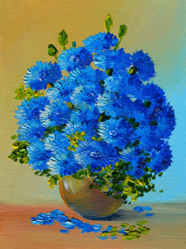 油画静物画、 一束鲜花