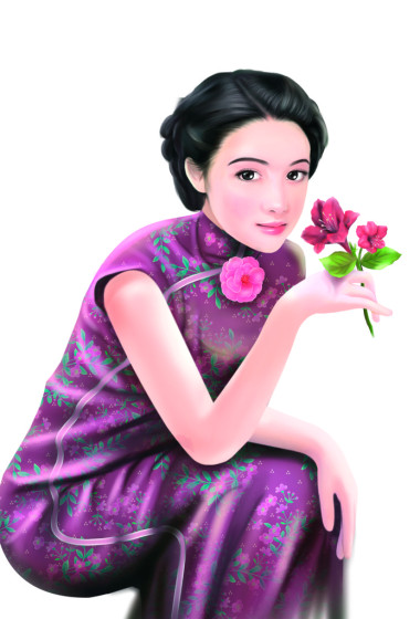 手繪圖-中國女人 053圖片