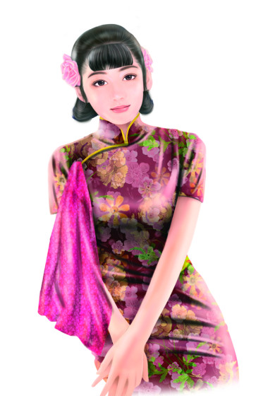 手繪圖-中國(guó)女人 052