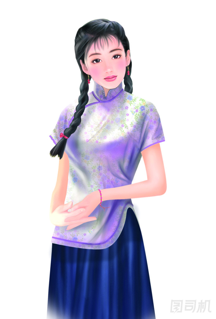 手繪圖-中國(guó)女人 050