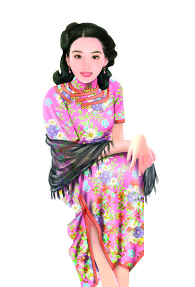 手繪圖-中國女人 049