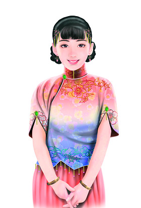 手绘图-中国女人 046