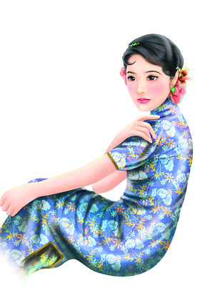 手绘图-中国女人 045