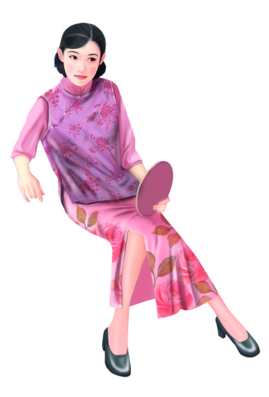 手绘图-中国女人 043
