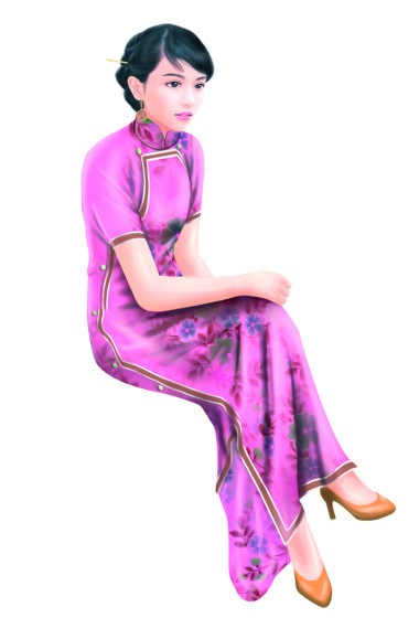 手繪圖-中國女人 037圖片