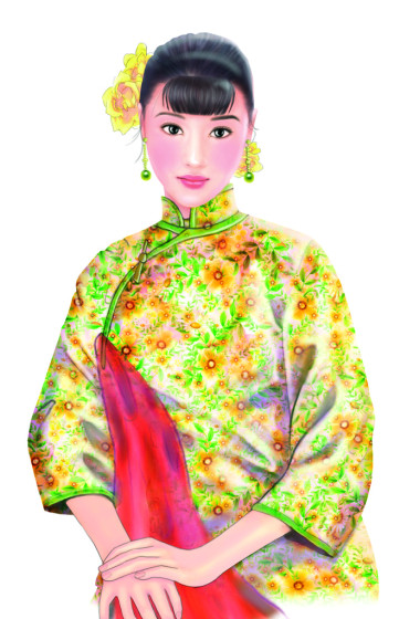 手绘图-中国女人 030