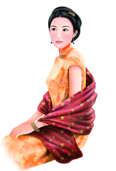 手繪圖-中國(guó)女人 028圖片