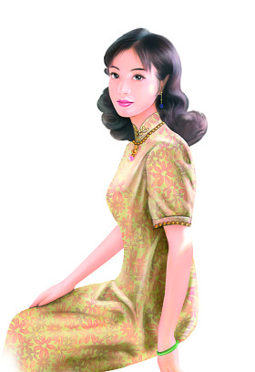 手绘图-中国女人 026