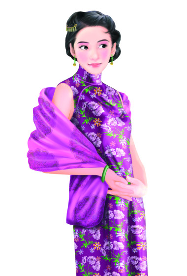 手繪圖-中國(guó)女人 025圖片