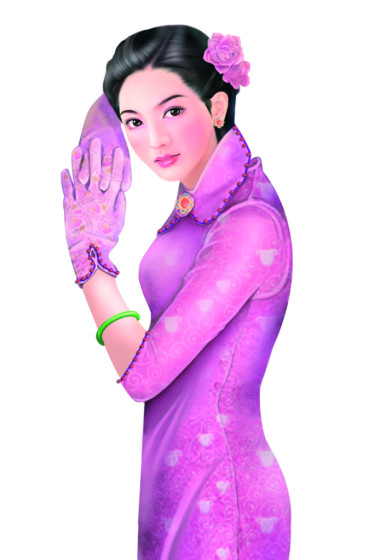 手繪圖-中國(guó)女人 021